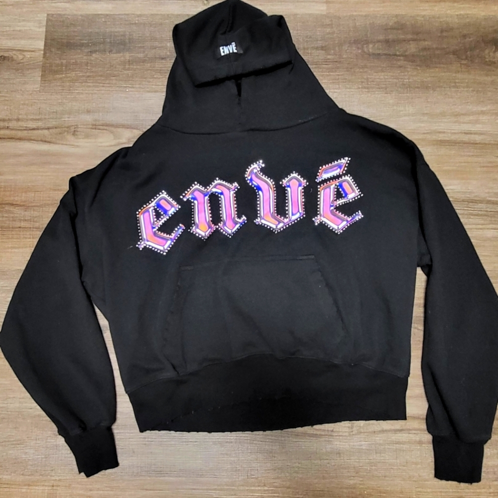 Black Envé Hoodie with Pink Accents
